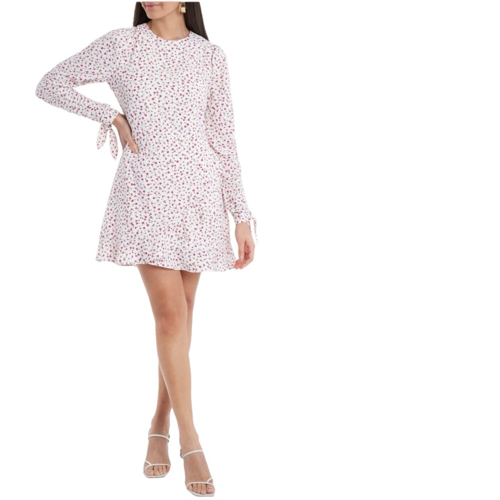 NWT 1.State Dress with Pink Floral or Ditsy Print In Ecru Size 6
